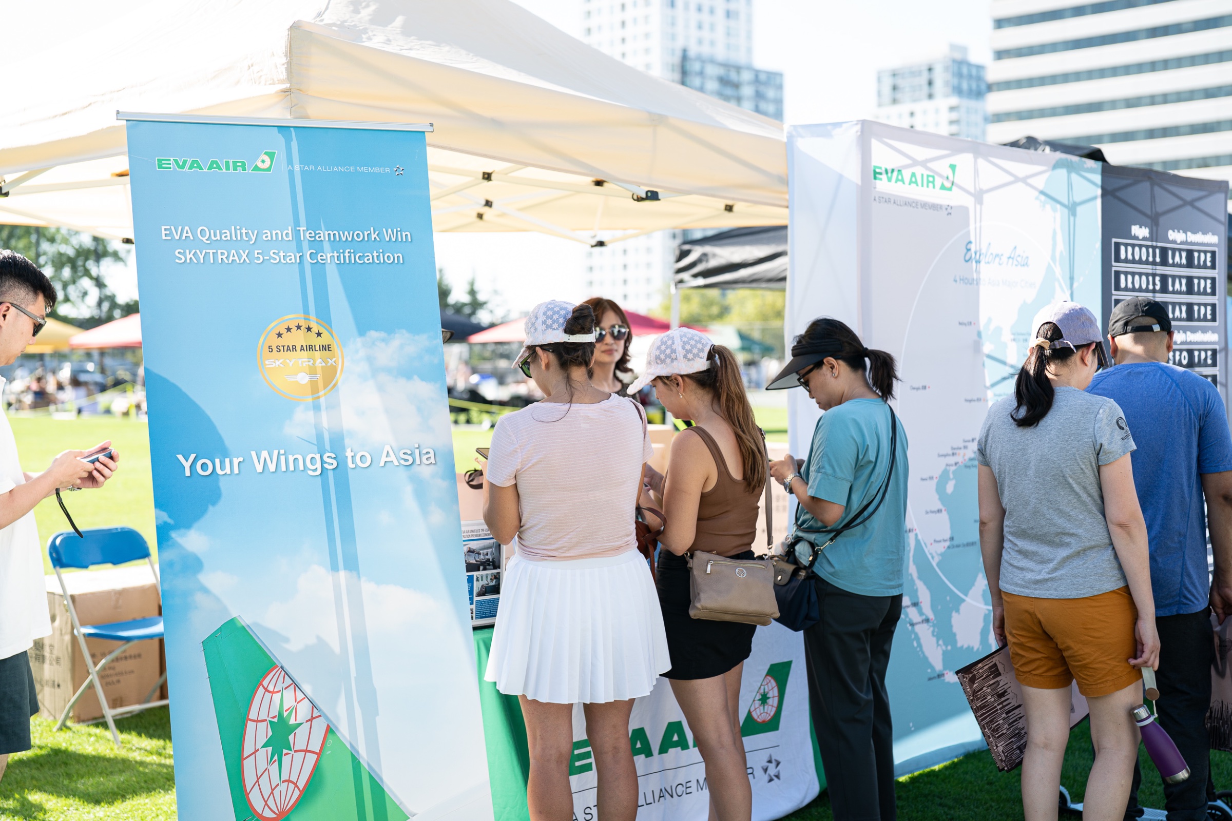 Sponsor branding and signage across the festival grounds